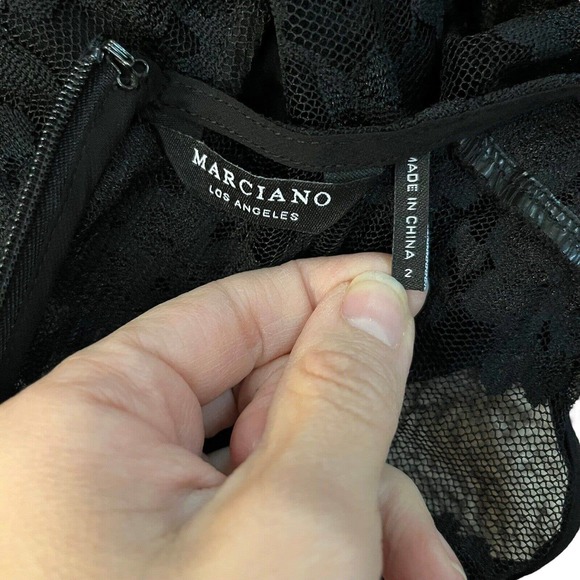 Marciano Jasmeen Maxi Dress Lace Chiffon Black Nude Sleeveless - Picture 9 of 9